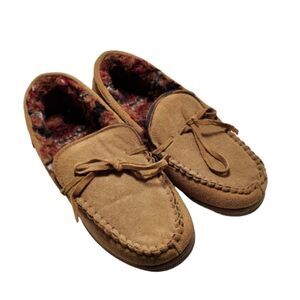 Muk Luks Lined Leather Moccasins  Brown Size 9